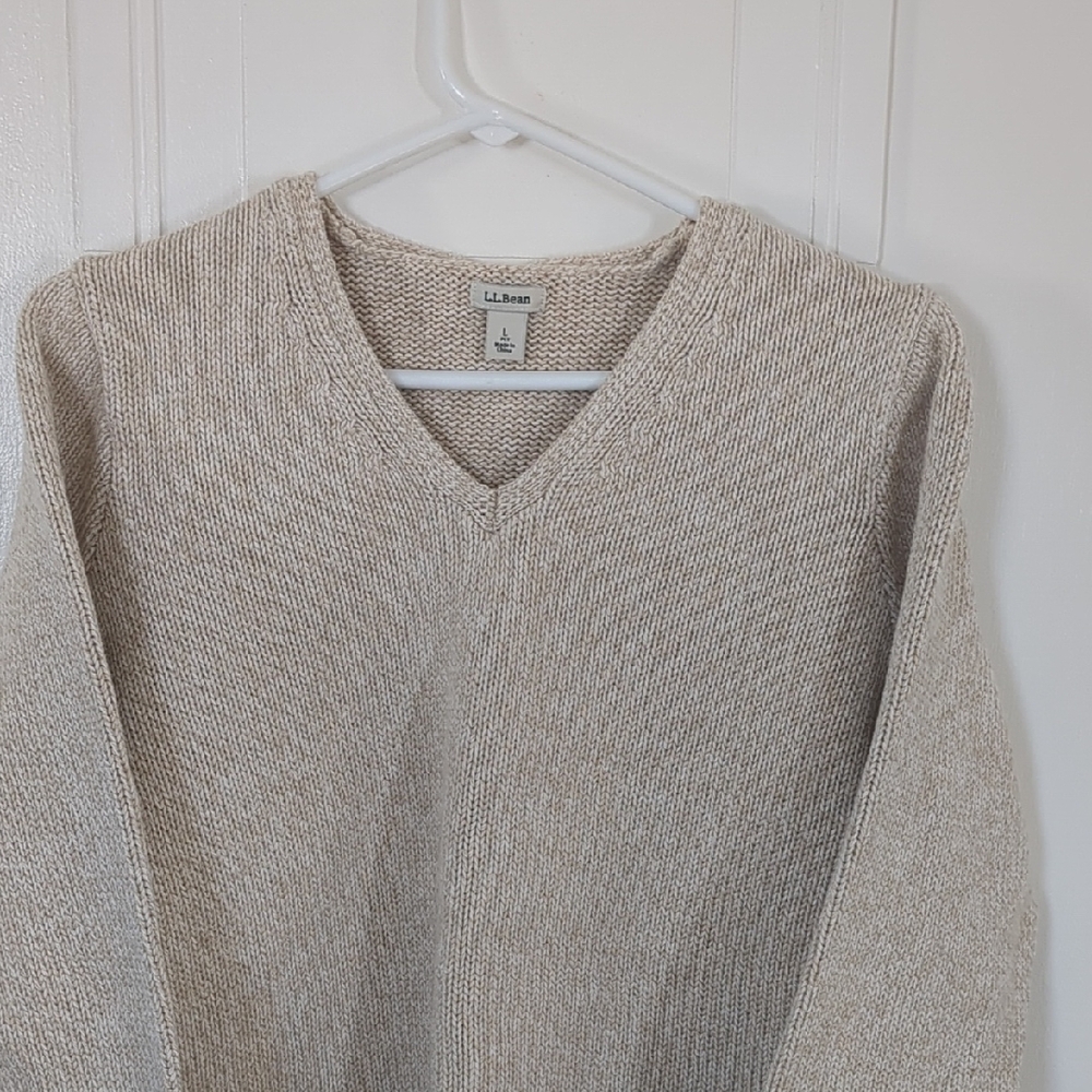 L.L. Bean Light Tan V-Neck Sweater
